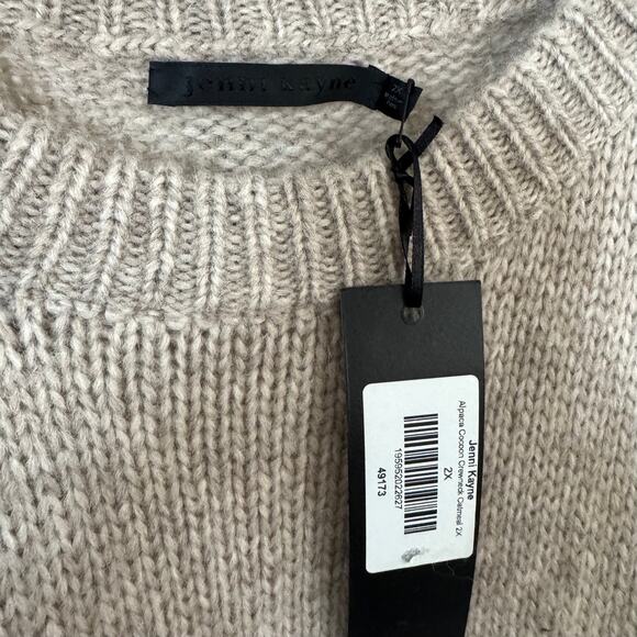 Jenni Kayne Baby Alpaca Cocoon Crewneck Oatmeal Tan Sweater 2X NEW Tan Oversized - Picture 6 of 8